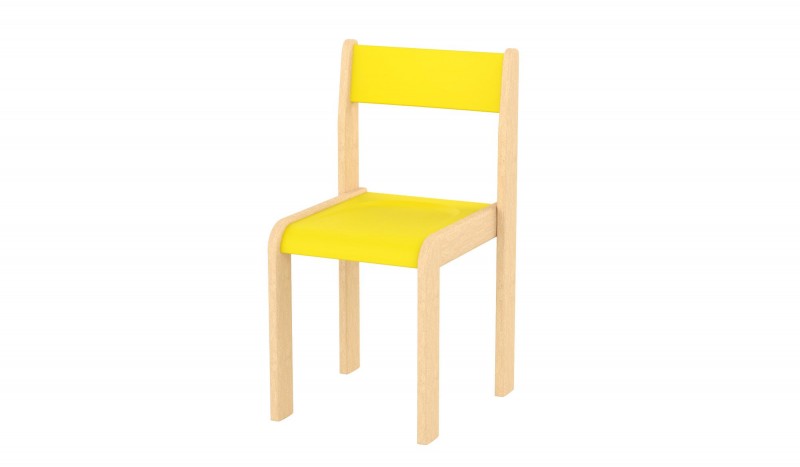 Lili szék, ovis méret, 30 cm magas, sárga támlával és ülőkével, rakásolható