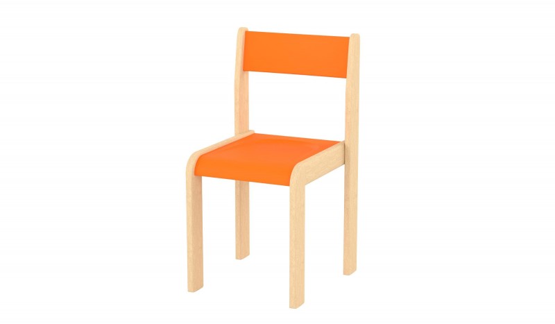 Lili szék, ovis méret, 30 cm magas, narancs támlával és ülőkével, rakásolható